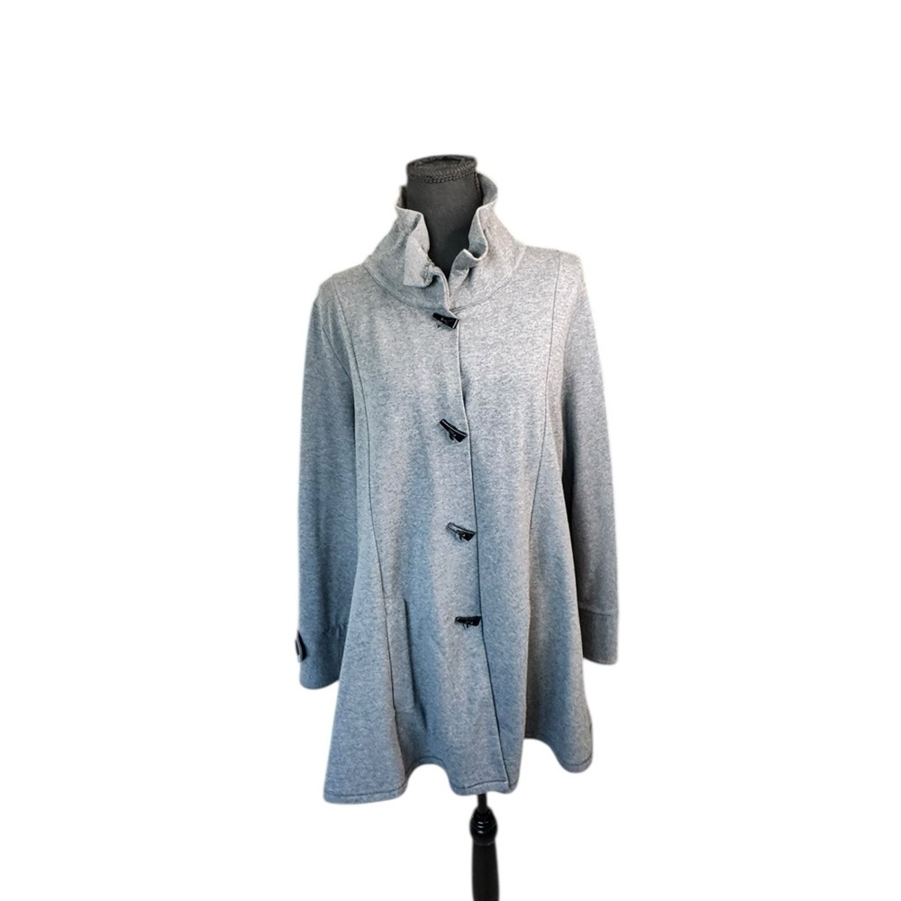 Soft Surroundings Light Heather Gray Toggle-Front Swing Cardigan